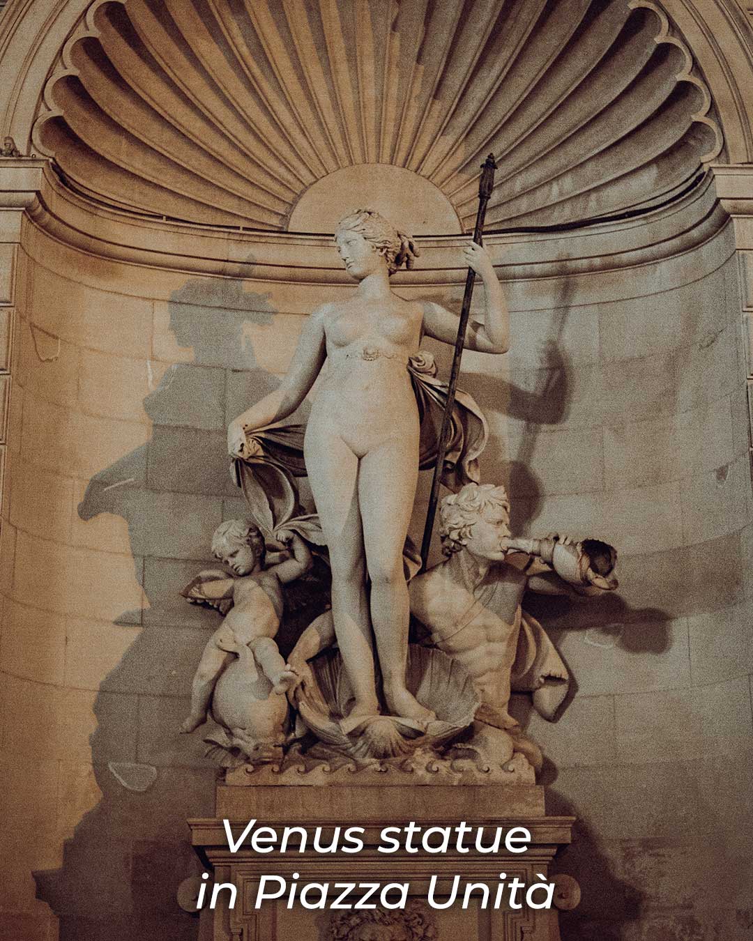Statue of Venus at Piazza Unità d’Italia in Trieste, with elegant classical features