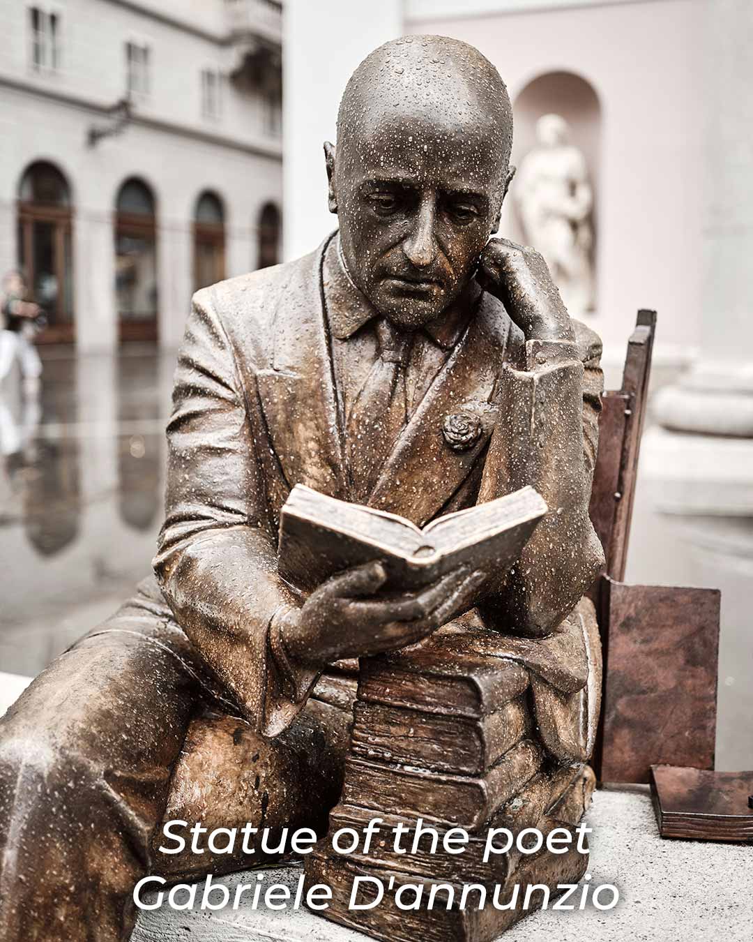 Statue of Italian poet Gabriele D’Annunzio in Trieste