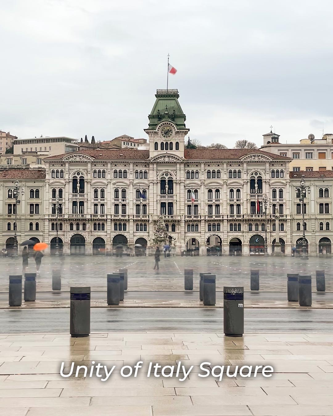 Piazza Unità d’Italia, the main square of Trieste, with sea view and historic buildings